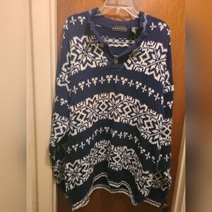 Context Sweater Mens XL blue Snowflake Vintage Nordic Fair Isle Pullover